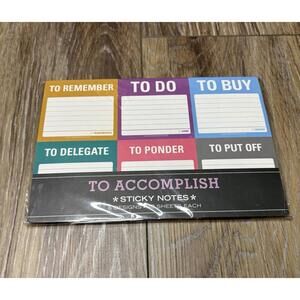 KNOCK KNOCK To Accomplish Sticky Notes Packet - 6 Designs 40 Sheets Each NEW